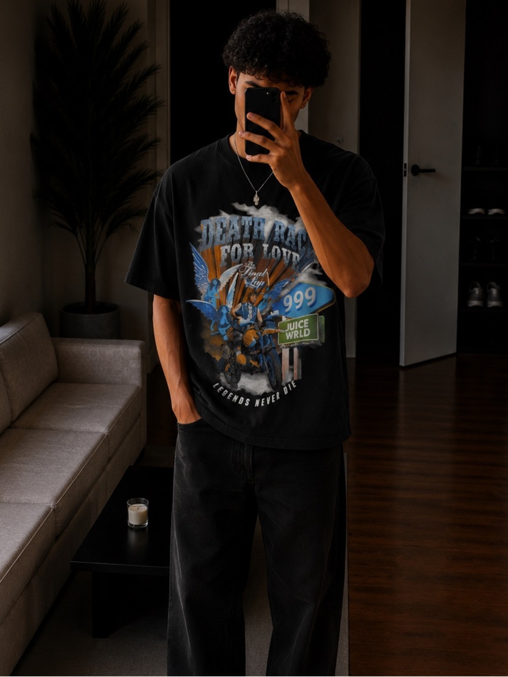Juice WRLD 999 Black Graphic Tee - Death Race For Love